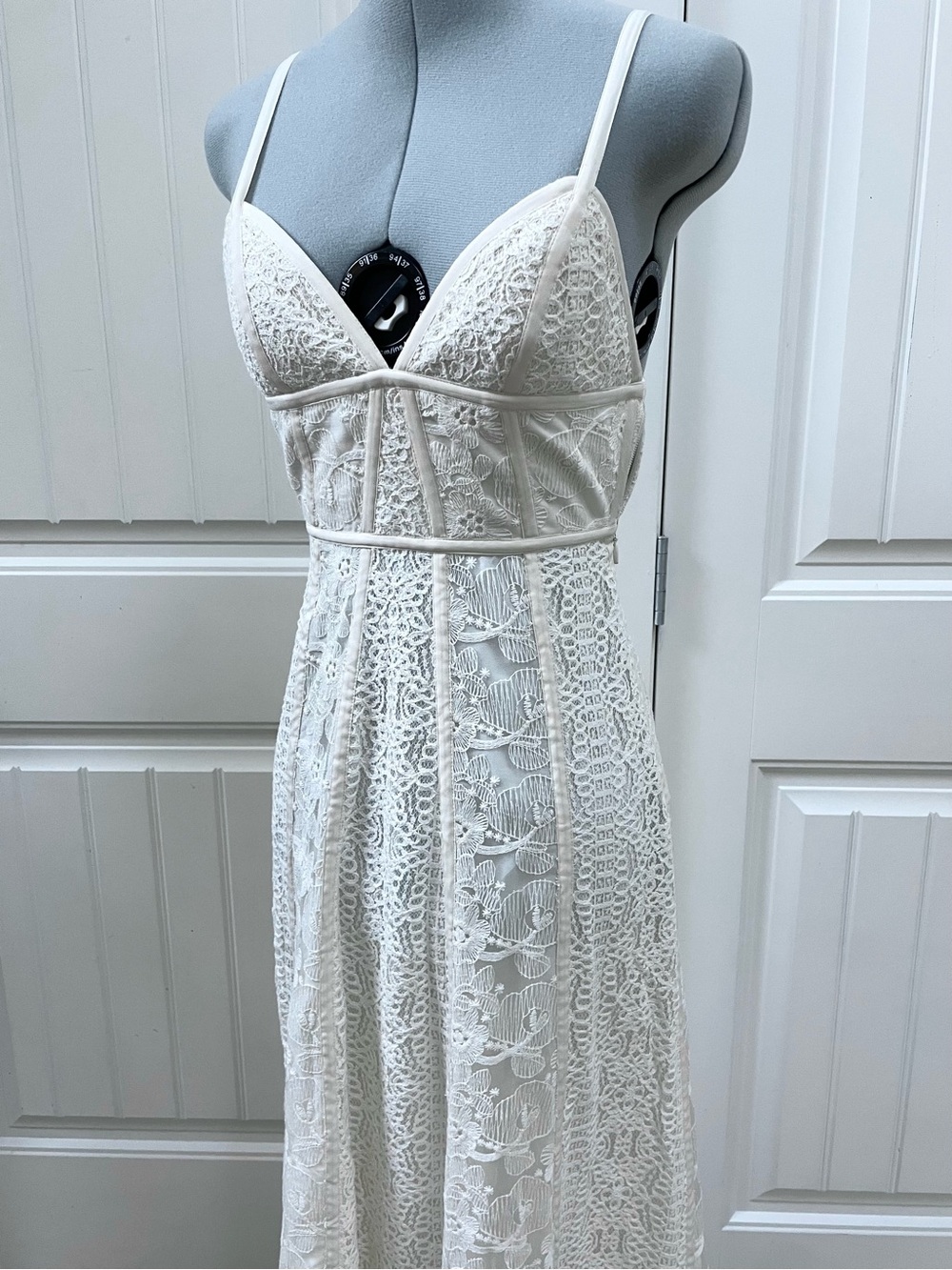 BCBGMaxAzria Ivory Lace Cotton Maxi Dress